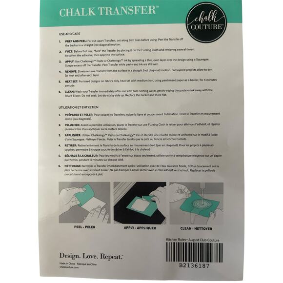 NWT Chalk Couture 8.5 x 11  Reusable Transfer - Picture 2 of 3